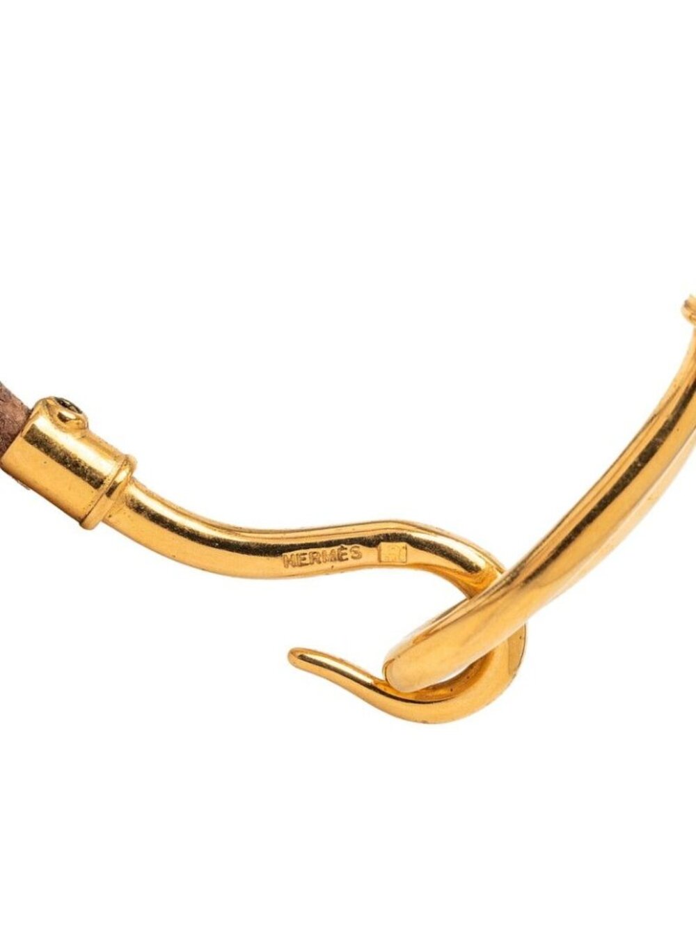 Hermes Jumbo Bracelet Brown Gold Leather Metal - Picture 4 of 4